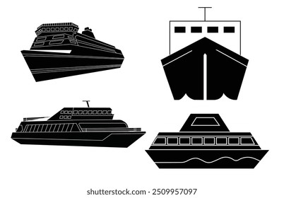 Ship silhouette set design vector illustration.