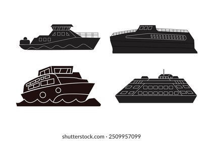 Ship silhouette set design vector illustration.