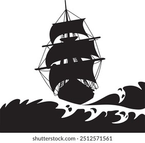 Ship silhouette vector art illustration 