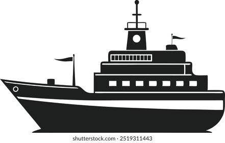 Ship silhouette vector art .This is an editable and printable vector eps file