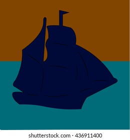 ship silhouette, vector illustration