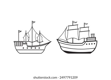 Ship Silhouette vector style white white background