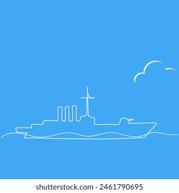 Ship silhouettes on a blue background