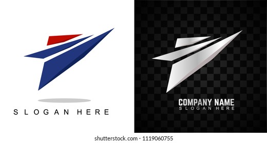 Ship simple red and blue Logo icon for business vector art illustration