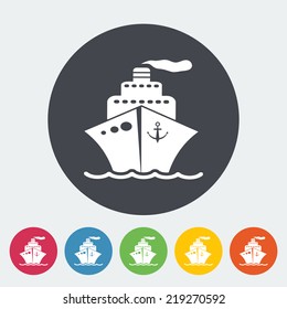 Ship. Single flat icon on the circle. Vector illustration.