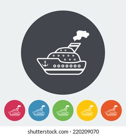 Ship. Single flat icon on the circle. Vector illustration.