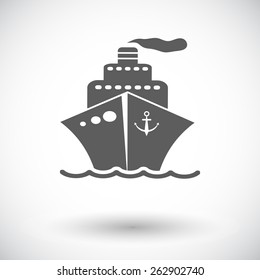 Ship. Single flat icon on white background. Vector illustration.