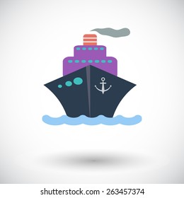 Ship. Single flat icon on white background. Vector illustration.