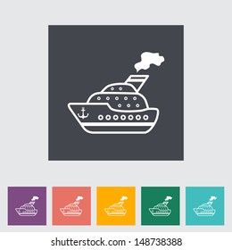Ship. Single flat icon. Vector illustration.