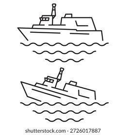 Icono de hundimiento de barco. Сbarco de carga sufrió.Hundimiento barco de vapor.Accidente en el mar.