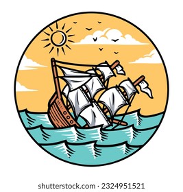ship sinking in the ocean illustration