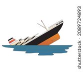 Ship Sinking vector illustration isolated on a white in EPS10