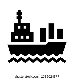 ship solid icon, representing maritime, cargo, cruise, transportation.