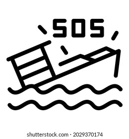 Ship Sos Icon Outline Vector. Emergency Call. Rescue Hotline