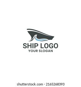 ship and splash water logo design vector