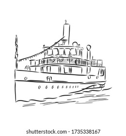 ship, steamboat, steamship, doodle style, sketch illustration, hand drawn, vector. steamship, vector sketch illustration