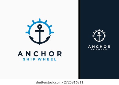 Ship steering anchor logo symbol icon design