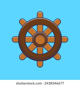 Ship Steering Gear Cartoon Vector Icons Illustration. Flat Cartoon Concept. Suitable for any creative project.