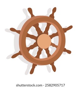 Ship Steering Gear.Wooden steering wheel