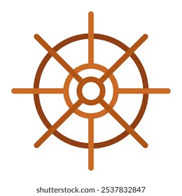 Ship Steering Icon in Color Fill. Flat Style. Isolated on White Background