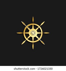 ship, steering, icon gold icon. Vector illustration of golden style