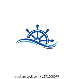 ship steering logo vector icon illustration template design 
