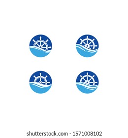 ship steering logo vector icon illustration template design 
