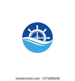 ship steering logo vector icon illustration template design 
