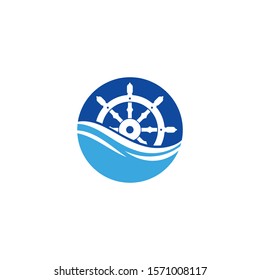 ship steering logo vector icon illustration template design 
