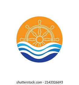 ship steering logo vector icon illustration template design