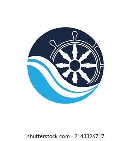 ship steering logo vector icon illustration template design