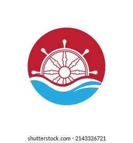 ship steering logo vector icon illustration template design