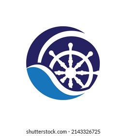 ship steering logo vector icon illustration template design