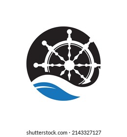 ship steering logo vector icon illustration template design