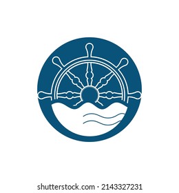 ship steering logo vector icon illustration template design