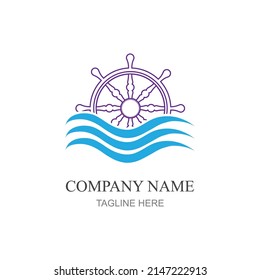 ship steering logo vector icon illustration template design