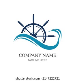 ship steering logo vector icon illustration template design
