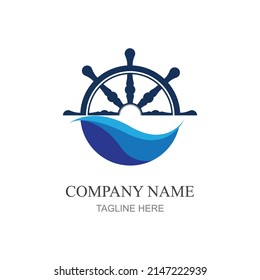 ship steering logo vector icon illustration template design