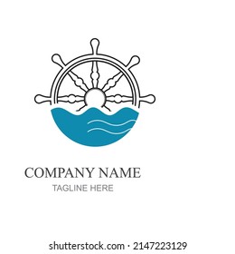 ship steering logo vector icon illustration template design