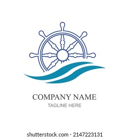 ship steering logo vector icon illustration template design