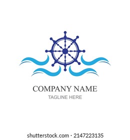 ship steering logo vector icon illustration template design