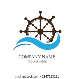 ship steering logo vector icon illustration template design