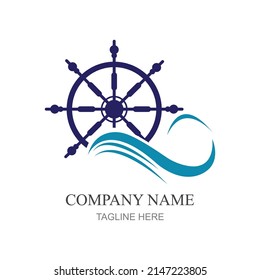 ship steering logo vector icon illustration template design