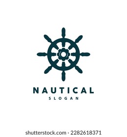 Ship Steering Logo, Steering Wheel Boat Ship Yacht Compass Vector, Elegant Simple Minimalist Design Ocean, Sailing