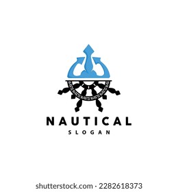 Ship Steering Logo, Steering Wheel Boat Ship Yacht Compass Vector, Elegant Simple Minimalist Design Ocean, Sailing