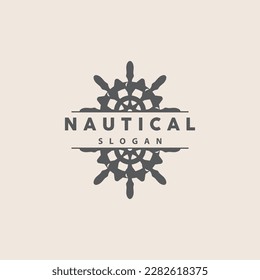 Ship Steering Logo, Steering Wheel Boat Ship Yacht Compass Vector, Elegant Simple Minimalist Design Ocean, Sailing