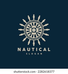 Ship Steering Logo, Steering Wheel Boat Ship Yacht Compass Vector, Elegant Simple Minimalist Design Ocean, Sailing