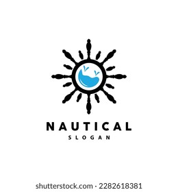 Ship Steering Logo, Steering Wheel Boat Ship Yacht Compass Vector, Elegant Simple Minimalist Design Ocean, Sailing