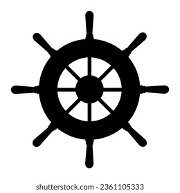 Ship steering silhouette. Vector image
