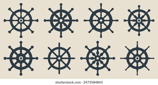 ship steering silhouette vector. symbol, sign, icon